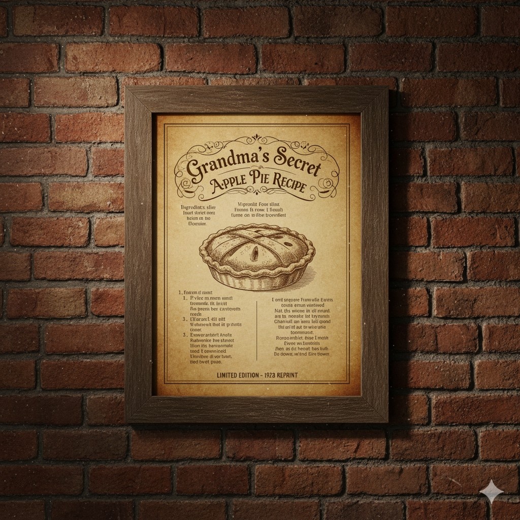 Framed vintage recipe prints (limited)